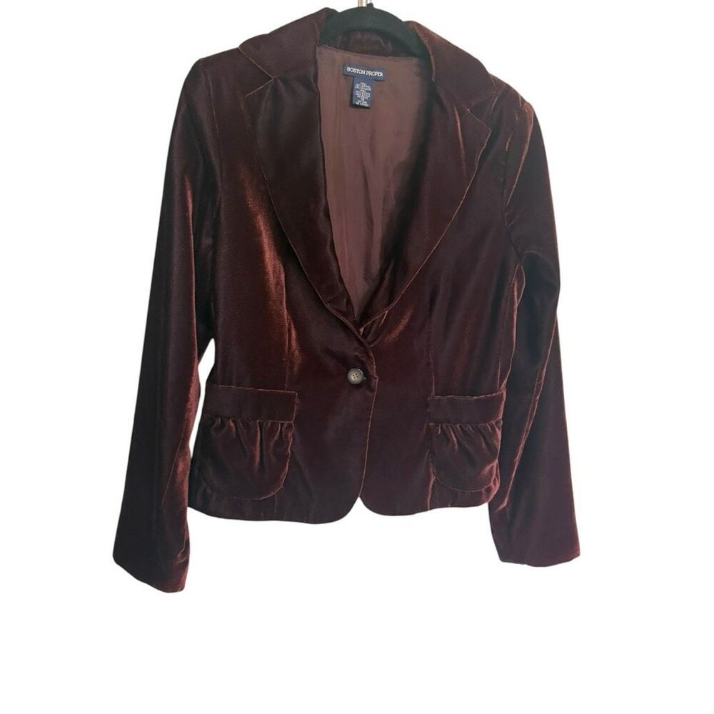 Boston Proper Brown Velvet Blazer Jacket Size 10